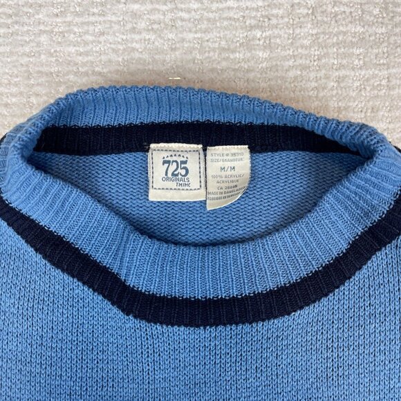 VINTAGE 725 Originals Sweater Blue AOP Y2K Hip Hop Baggy Knit Graphic Size M - Picture 7 of 16